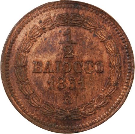 Vatican VATICAN  PIE IX - 1/2 BAIOCCO 1851 ROME AN V