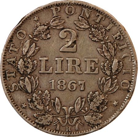 Vatican VATICAN  PIE IX - 2 LIRE 1867 ROME AN XXII