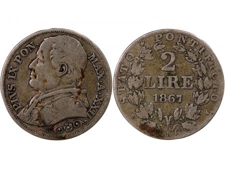 Vatican VATICAN  PIE IX - 2 LIRE 1867 ROME AN XXII