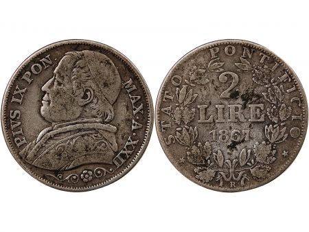 Vatican VATICAN  PIE IX - 2 LIRE 1867 ROME AN XXII