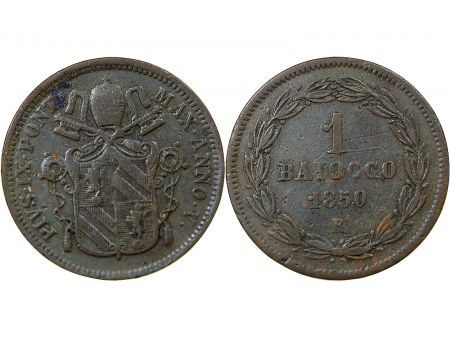 Vatican VATICAN, PIE IX - BAIOCCO 1850 ROME AN V