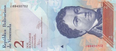 Venezuela 2 Bolivares - Francisco de Miranda - Dauphins - 31-01-2012 - Lettre J