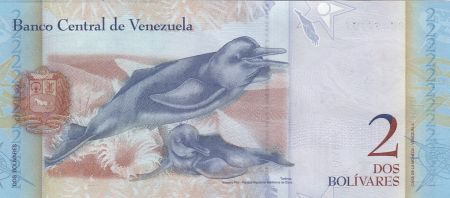 Venezuela 2 Bolivares - Francisco de Miranda - Dauphins - 31-01-2012 - Lettre J