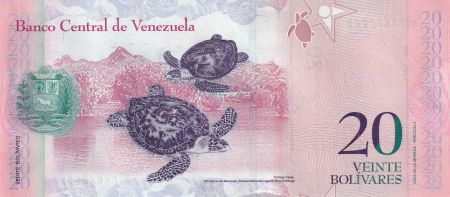 Venezuela 20 Bolivares, Luisa Caceres de Artsmendi - Tortues - 29-10-2013 - Lettre W