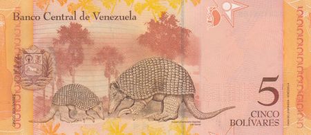 Venezuela 5 Bolivares - Pedro Camejo -  Tatous - 03-09-2009 - Lettre K