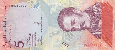 Venezuela 5 Bolivares - Simon Bolivar - Grenouille - 15-01-2018 - Lettre F