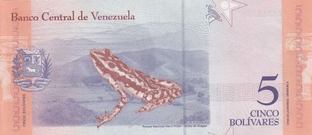 Venezuela 5 Bolivares - Simon Bolivar - Grenouille - 15-01-2018 - Lettre F