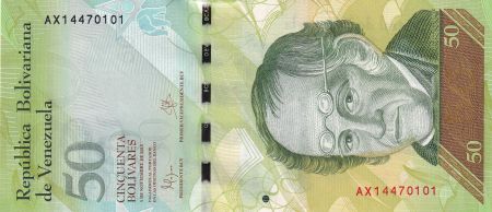 Venezuela 50 Bolivares, Simon Rodriguez - Ours - 05-11-2015 - Série AX