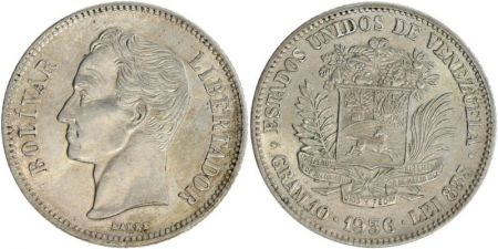 Venezuela Y.23 2 Bolivares, Simon Bolivar - Gram 10 1945