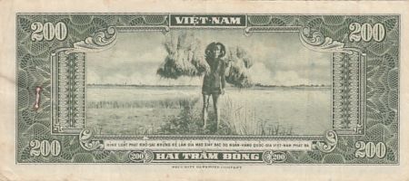 Vietnam du Sud 200 Dong - Soldat - Fille avec du riz - 1955