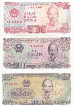 Vietnam Série 3 billets  - Ho Chi Minh - 1987-1991