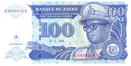 Zaïre 100 Nvx Zaires Zaires, Pdt Mobutu - Pont suspendu - 1994