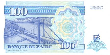 Zaïre 100 Nvx Zaires Zaires, Pdt Mobutu - Pont suspendu - 1994