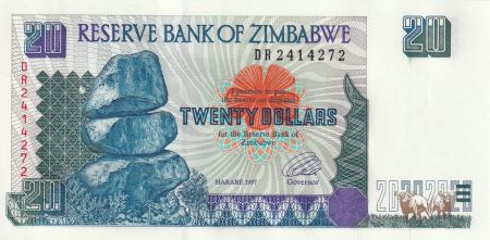 Zimbabwe 20 Dollars  - Chiremba, Paysage - 1997